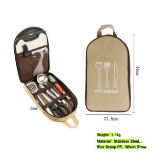 8pcs camping cookware set – portable outdoor kitchen kit