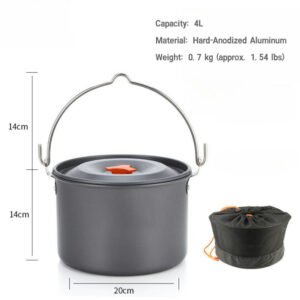 Home 4l outdoor aluminum hanging pot – non stick camping soup & cooking pot