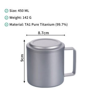 adrift allseason | 450ml pure titanium double walled mug with lid