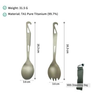 Home adrift allseason | 2pc titanium fork & spoon set – ultra light, corkscrew & beer opener