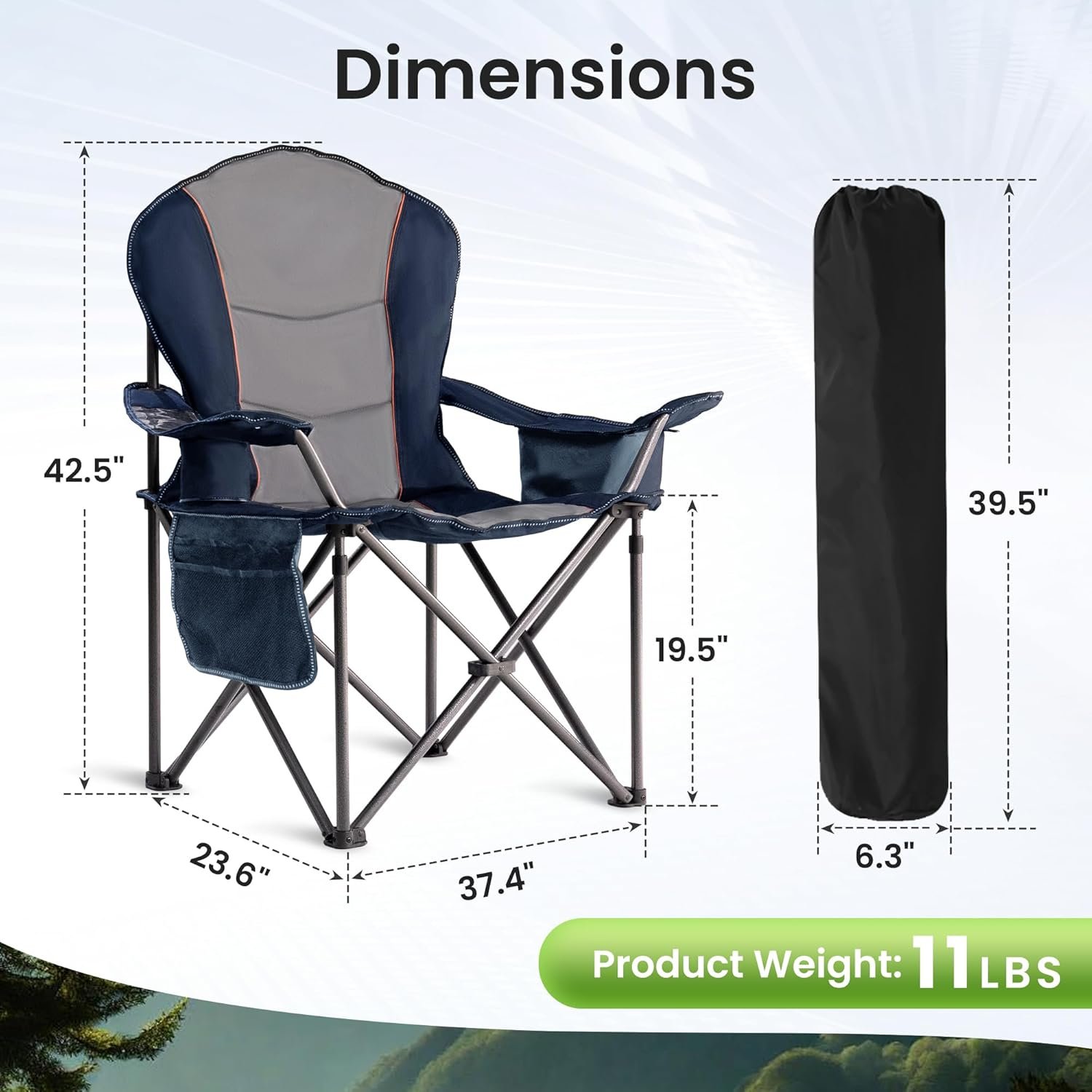 oversized camping chair heavy duty portable folding chair, cup holder & waterproof phone case for adults, beach, hiking, backyard (blue & gray, 1 pcs) oversized camping chair heavy duty portable folding chair, cup holder & waterproof phone case for adults, beach, hiking, backyard (blue & gray, 1 pcs)