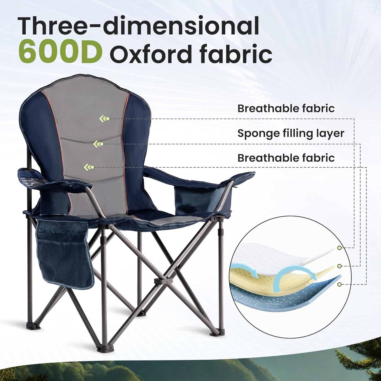 oversized camping chair heavy duty portable folding chair, cup holder & waterproof phone case for adults, beach, hiking, backyard (blue & gray, 1 pcs) oversized camping chair heavy duty portable folding chair, cup holder & waterproof phone case for adults, beach, hiking, backyard (blue & gray, 1 pcs)