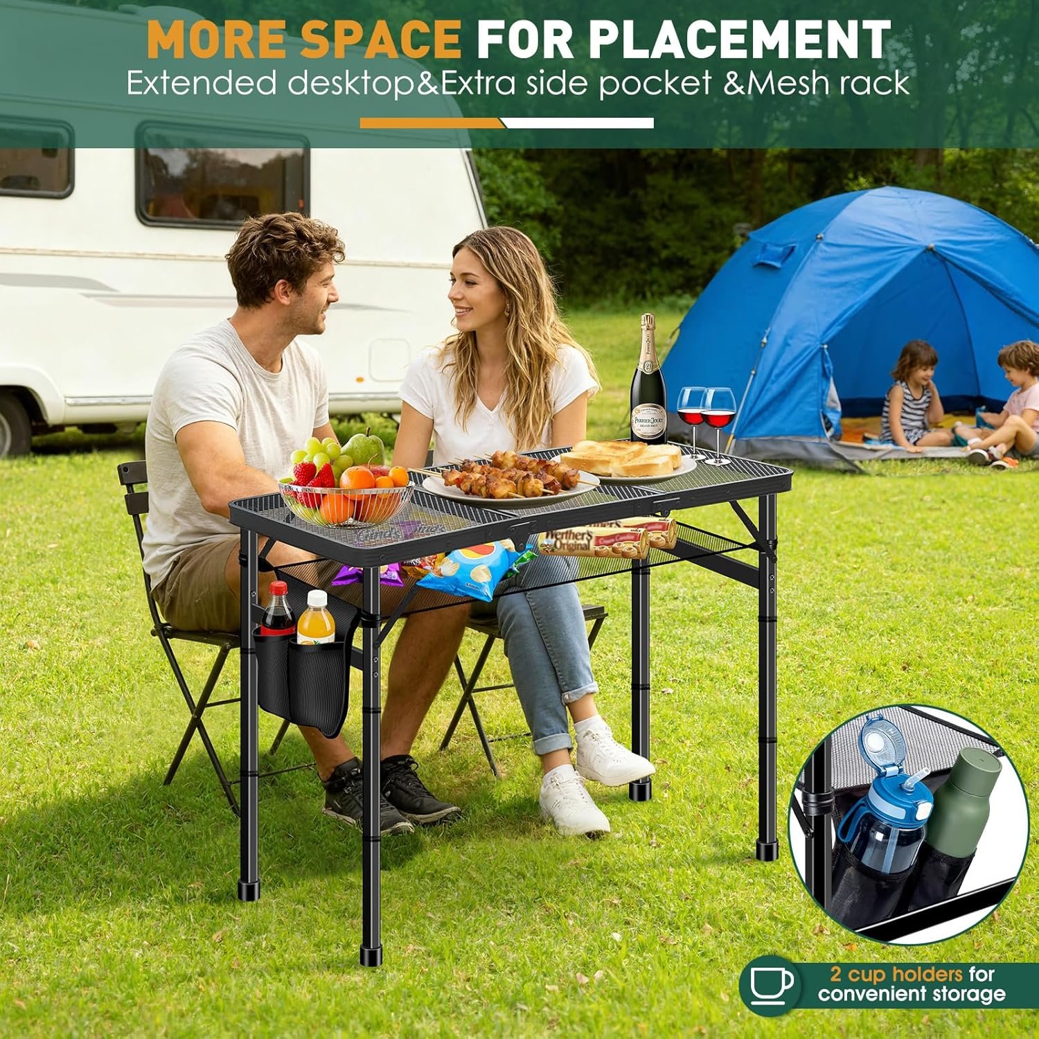 folding camping table, 3ft camping table aluminum folding table with 3 adjustable height max 27.5 inch picnic table portable table for outdoor backyard bbq, beach folding camping table, 3ft camping table aluminum folding table with 3 adjustable height max 27.5 inch picnic table portable table for outdoor backyard bbq, beach