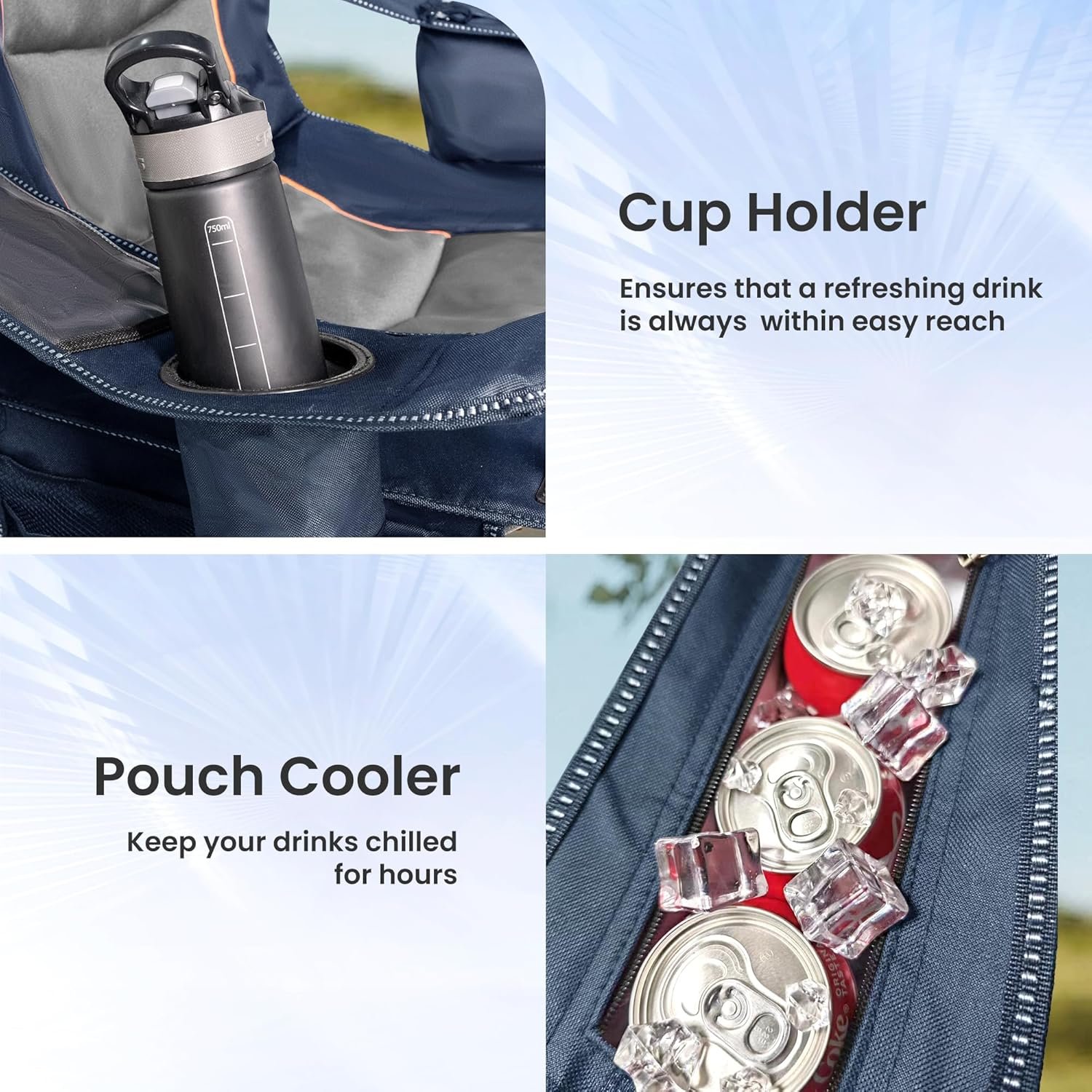 oversized camping chair heavy duty portable folding chair, cup holder & waterproof phone case for adults, beach, hiking, backyard (blue & gray, 1 pcs) oversized camping chair heavy duty portable folding chair, cup holder & waterproof phone case for adults, beach, hiking, backyard (blue & gray, 1 pcs)