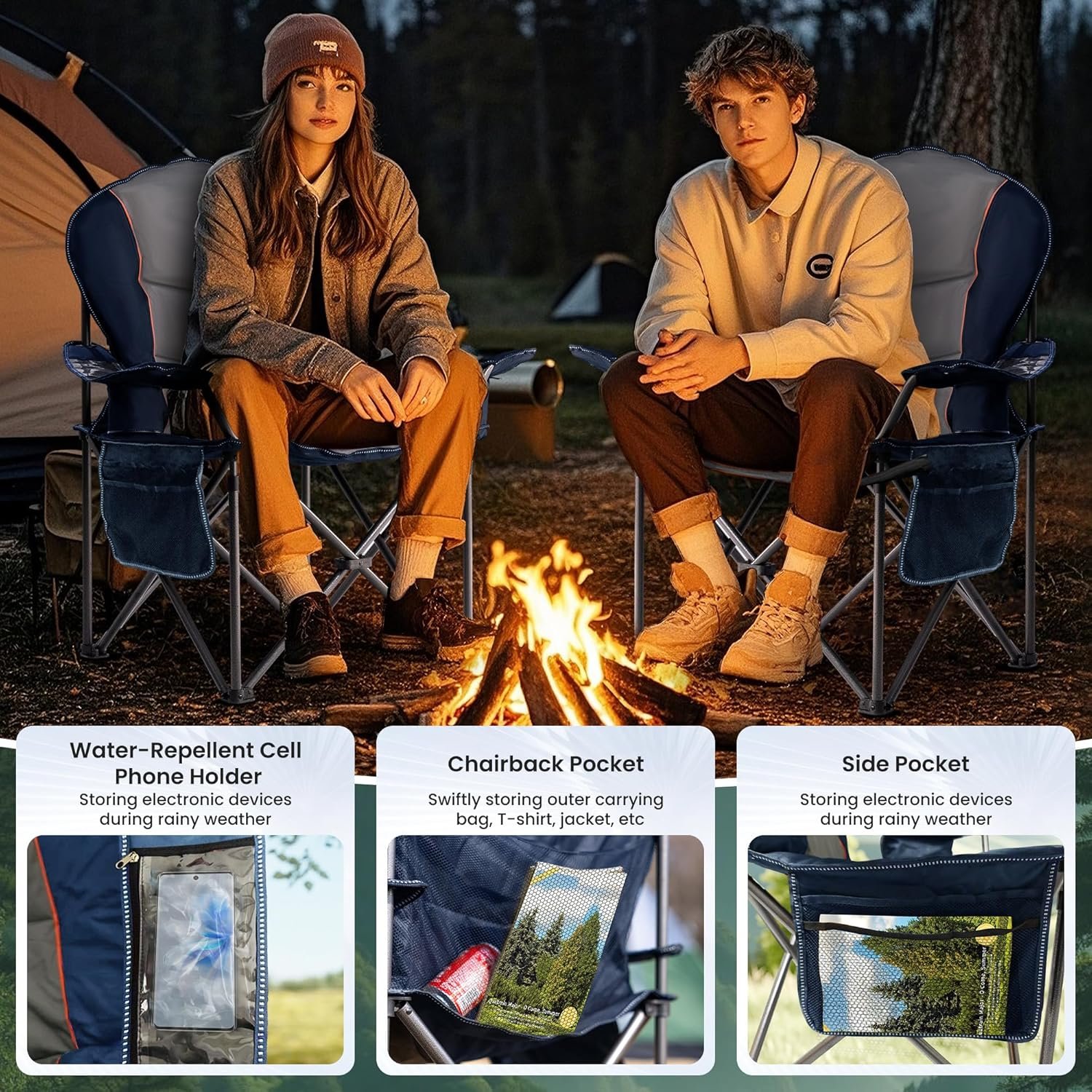 oversized camping chair heavy duty portable folding chair, cup holder & waterproof phone case for adults, beach, hiking, backyard (blue & gray, 1 pcs) oversized camping chair heavy duty portable folding chair, cup holder & waterproof phone case for adults, beach, hiking, backyard (blue & gray, 1 pcs)